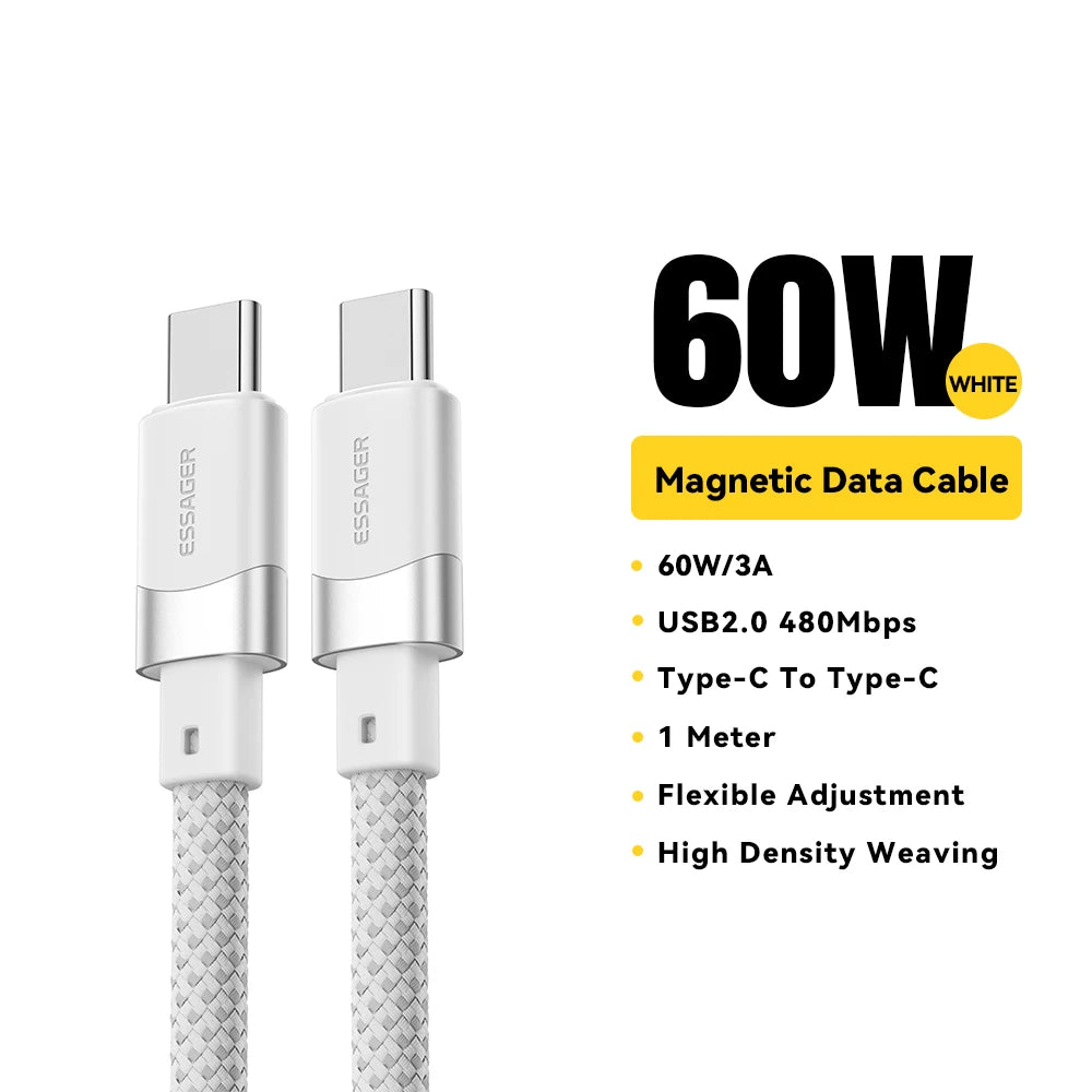 PD 100W Magnetic Suction anti Winding USB C to C Fast Charger Cable Data Charging Wire for Iphone 15 Laptop Samsung