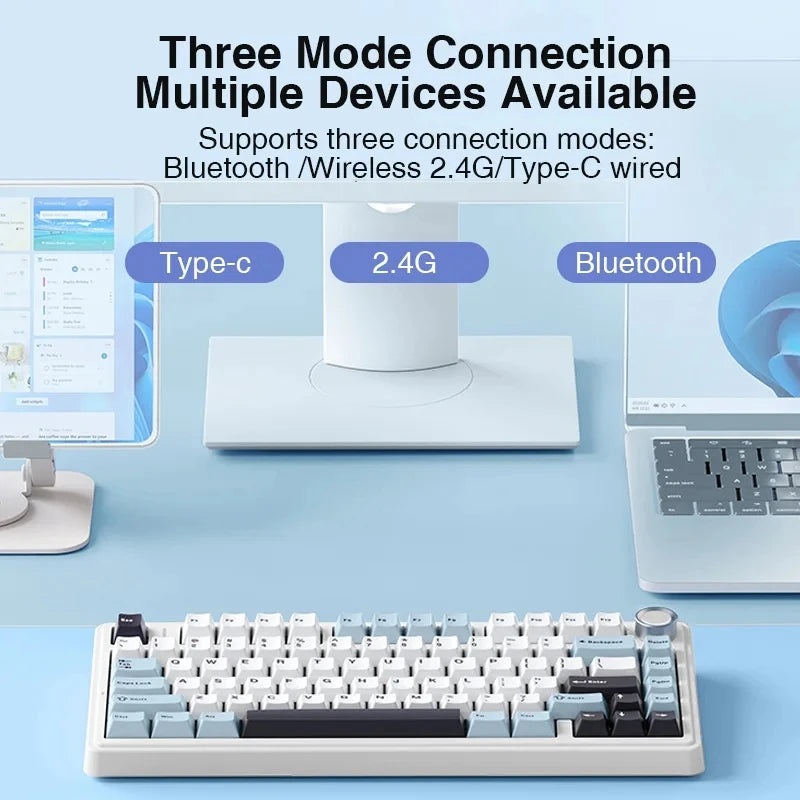 F75 2.4G Wireless/Bluetooth/Wired Gaming Mechanical Keyboard RGB Customized 75% Layout OEM Profile Gasket Structure