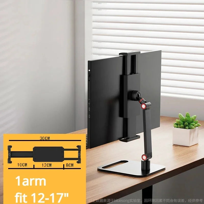 Portable Monitor VESA Stand up to 17" Adjustable 360° Swivel Bracket Tablet Holder Compatible with Tablet Desktop Clamp Stand