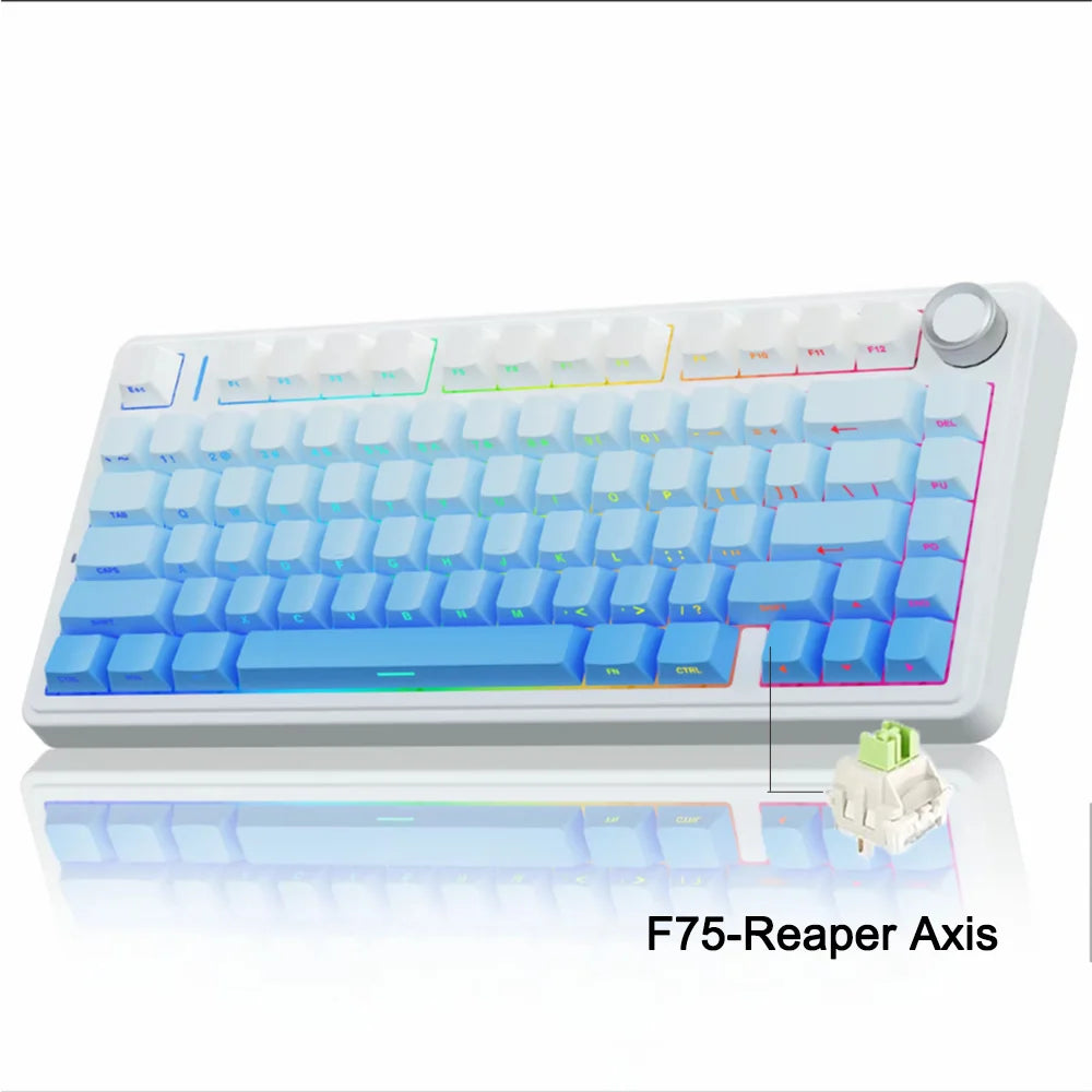 F75 2.4G Wireless/Bluetooth/Wired Gaming Mechanical Keyboard RGB Customized 75% Layout OEM Profile Gasket Structure