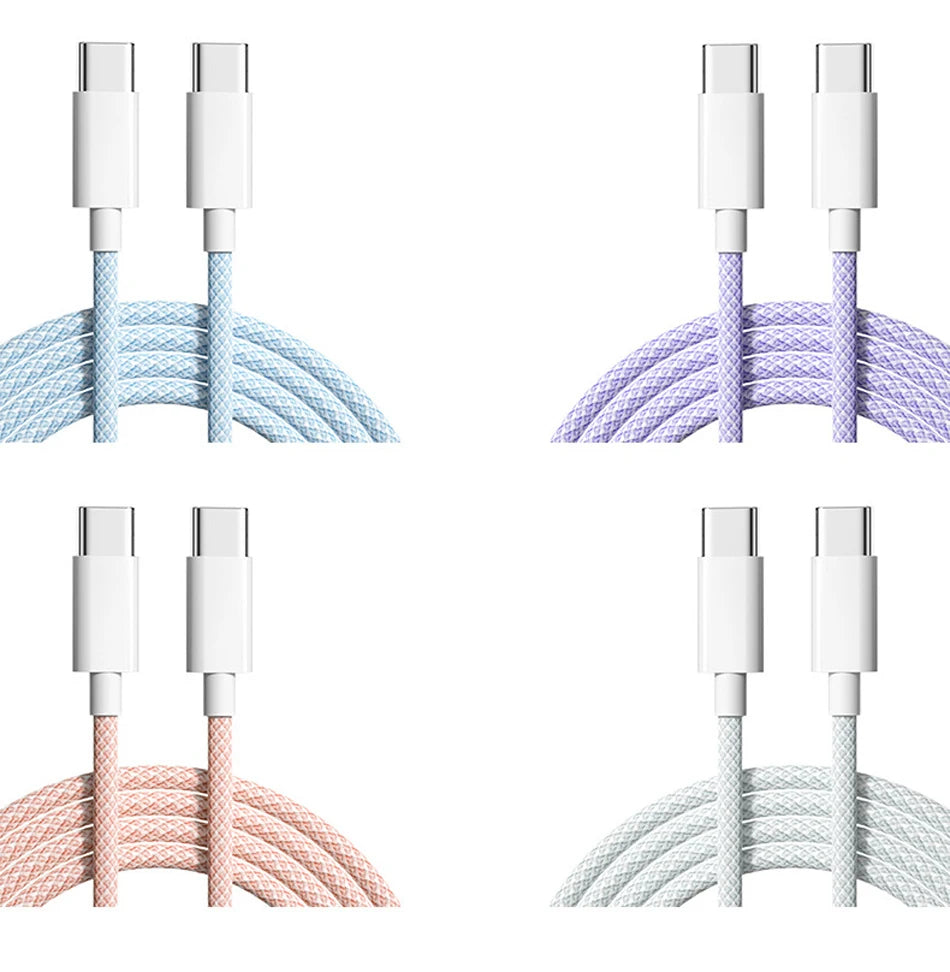 60W USB-C to USB-C Fast Charging Cable – 6A Type-C Data Charger for iPhone 15/16, Samsung, Xiaomi & More