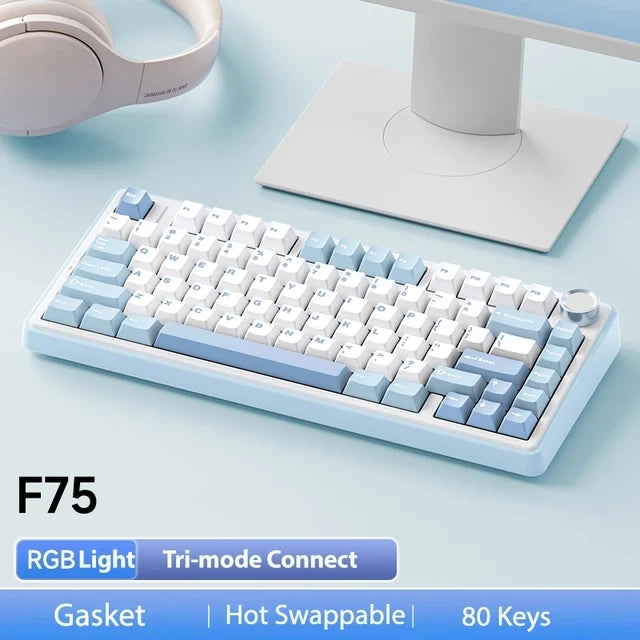 F75 2.4G Wireless/Bluetooth/Wired Gaming Mechanical Keyboard RGB Customized 75% Layout OEM Profile Gasket Structure