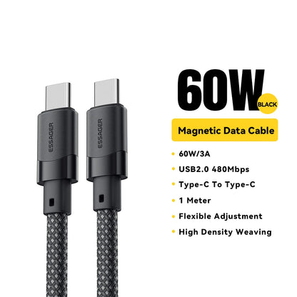 PD 100W Magnetic Suction anti Winding USB C to C Fast Charger Cable Data Charging Wire for Iphone 15 Laptop Samsung