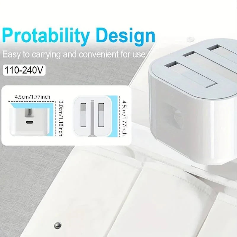 UK USB-C Charger – 25W PD & QC 3.0 Fast Charger for iPhone 15/14/13 Pro, Type-C Travel Wall Adapter