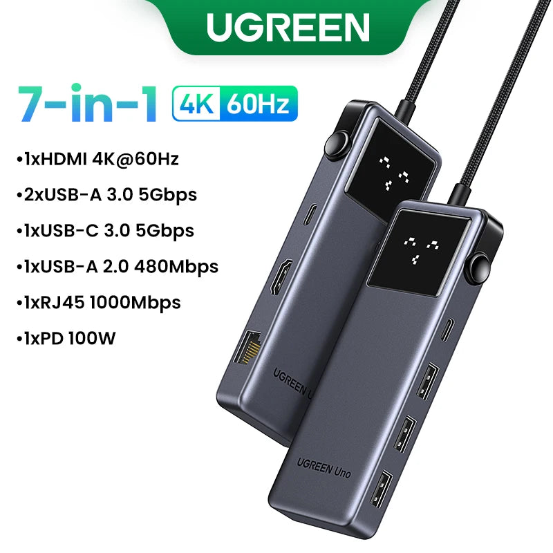 UGREEN Uno USB-C Hub 7-in-1 | 4K HDMI | 100W PD | 10Gbps USB 3.2