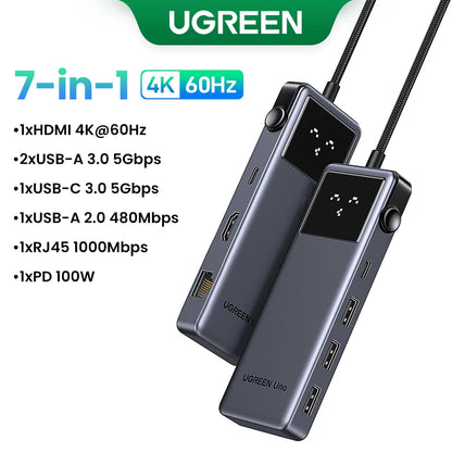 UGREEN Uno USB-C Hub 7-in-1 | 4K HDMI | 100W PD | 10Gbps USB 3.2