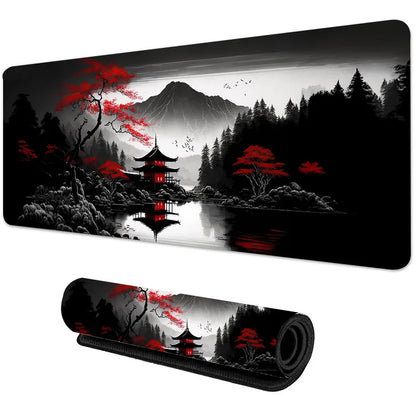 Sakura Scenery Gaming Mouse Pad – Large, Anti-Slip Rubber, Durable with Stitched Edges, Ideal for Office & Gaming