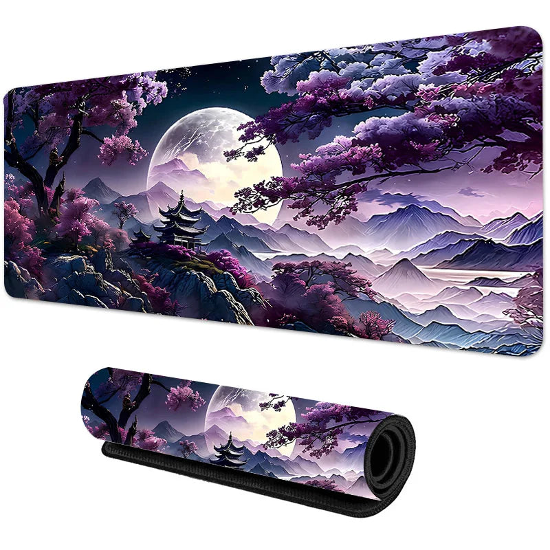 Sakura Scenery Gaming Mouse Pad – Large, Anti-Slip Rubber, Durable with Stitched Edges, Ideal for Office & Gaming