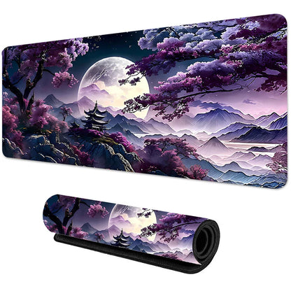 Sakura Scenery Gaming Mouse Pad – Large, Anti-Slip Rubber, Durable with Stitched Edges, Ideal for Office & Gaming