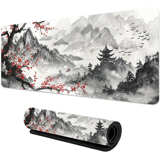 Sakura Scenery Gaming Mouse Pad – Large, Anti-Slip Rubber, Durable with Stitched Edges, Ideal for Office & Gaming
