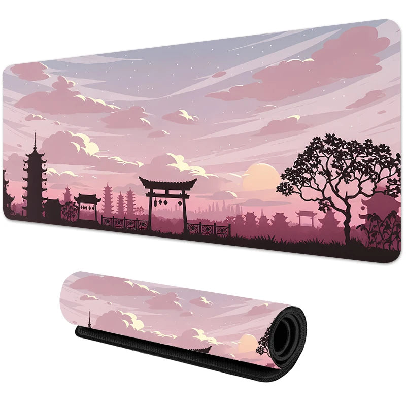 Sakura Scenery Gaming Mouse Pad – Large, Anti-Slip Rubber, Durable with Stitched Edges, Ideal for Office & Gaming