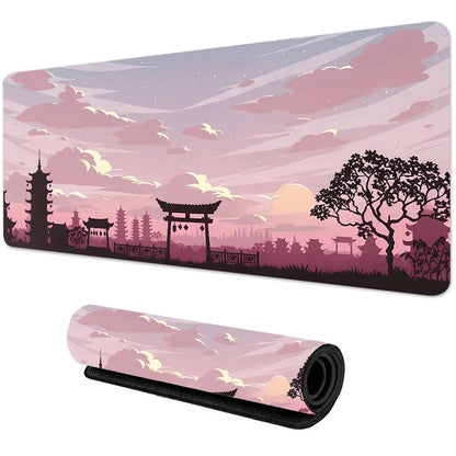 Sakura Scenery Gaming Mouse Pad – Large, Anti-Slip Rubber, Durable with Stitched Edges, Ideal for Office & Gaming