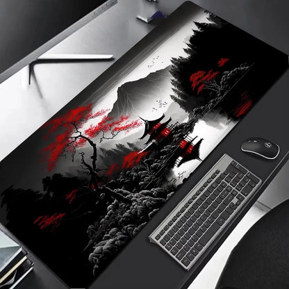 Sakura Scenery Gaming Mouse Pad – Large, Anti-Slip Rubber, Durable with Stitched Edges, Ideal for Office & Gaming
