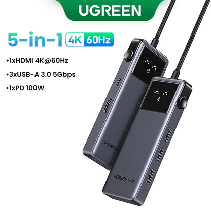 UGREEN Uno USB-C Hub 5-in-1 | 4K HDMI | 100W PD | 10Gbps USB 3.2