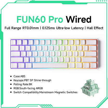 Monsgeek FUN60 Mechanical Keyboard Magnetic Switch 60% Gaming Keyboards Rapid Trigger 0.01Mm 8K ARGB HE/TMR Custom Keyboard