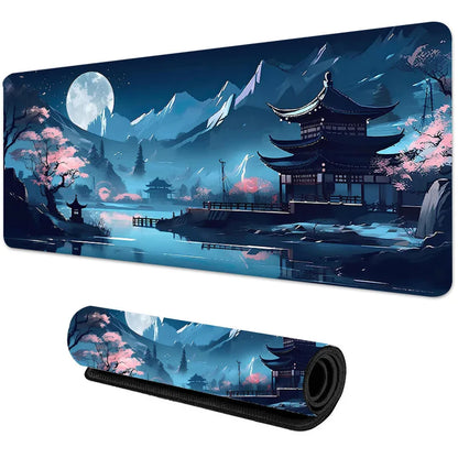Sakura Scenery Gaming Mouse Pad – Large, Anti-Slip Rubber, Durable with Stitched Edges, Ideal for Office & Gaming