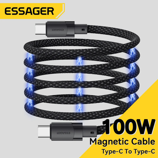 PD 100W Magnetic Suction anti Winding USB C to C Fast Charger Cable Data Charging Wire for Iphone 15 Laptop Samsung
